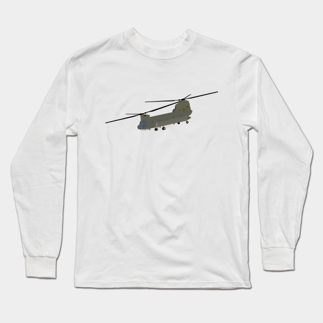 Military CH-47 Chinook Helicopter Long Sleeve T-Shirt by NorseTech